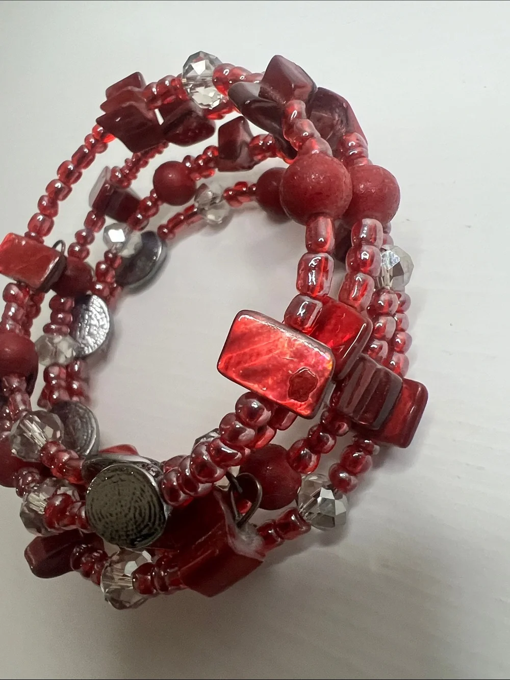 Red Beaded Multi-Strand Women's Bracelet